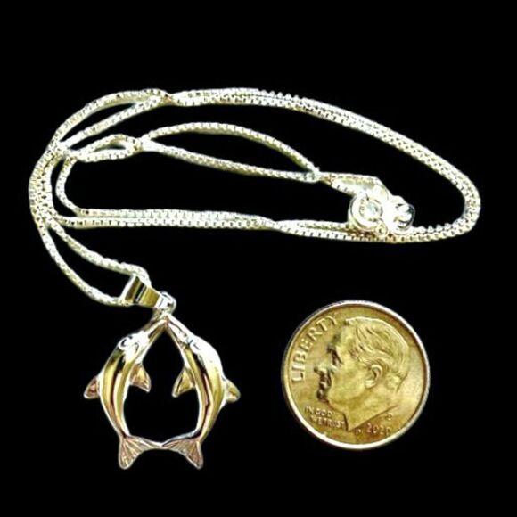 PR# Sterling 925 Silver “Dolphins at Play” Necklace - Picture 7 of 9